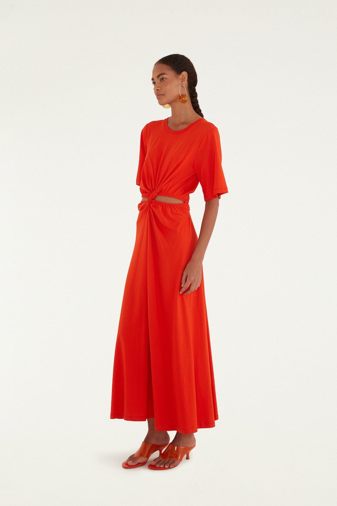 Red Artsy Flora Cut-Out Maxi Dress