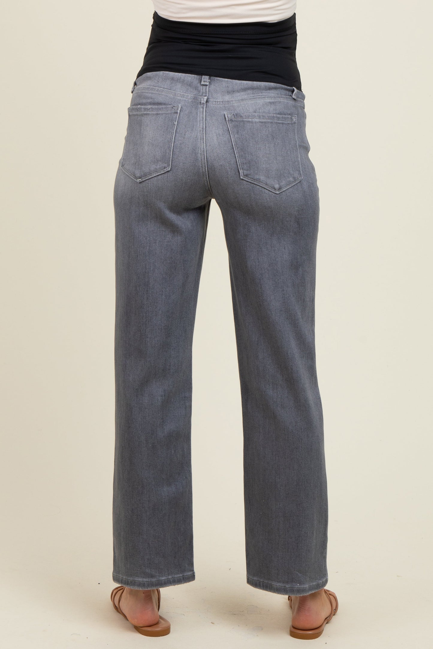 Charcoal Ankle Slim Wide Leg Maternity Jeans