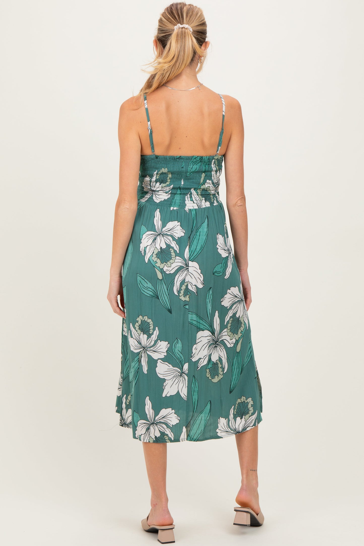 Jade Floral Twisted Front Cutout Maternity Midi Dress