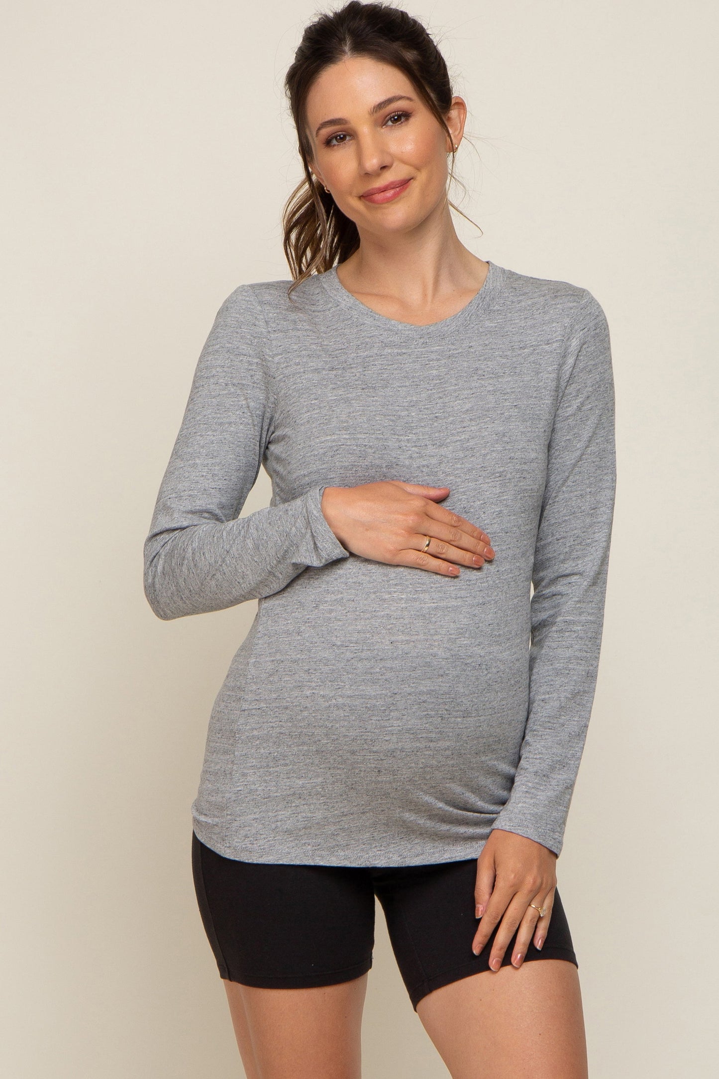 Heather Grey Long Sleeve Maternity Top