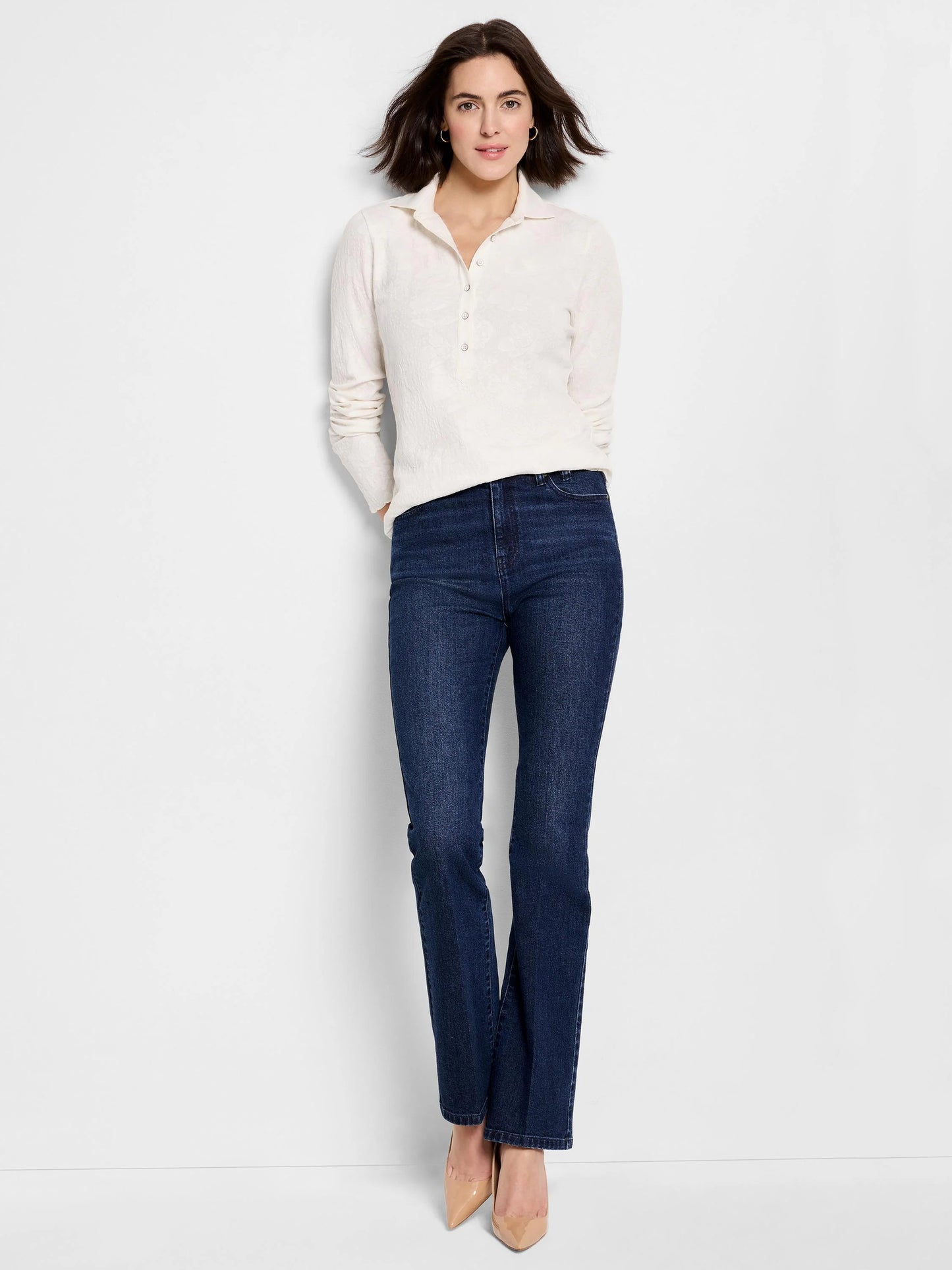 Lace Knit Collared Top