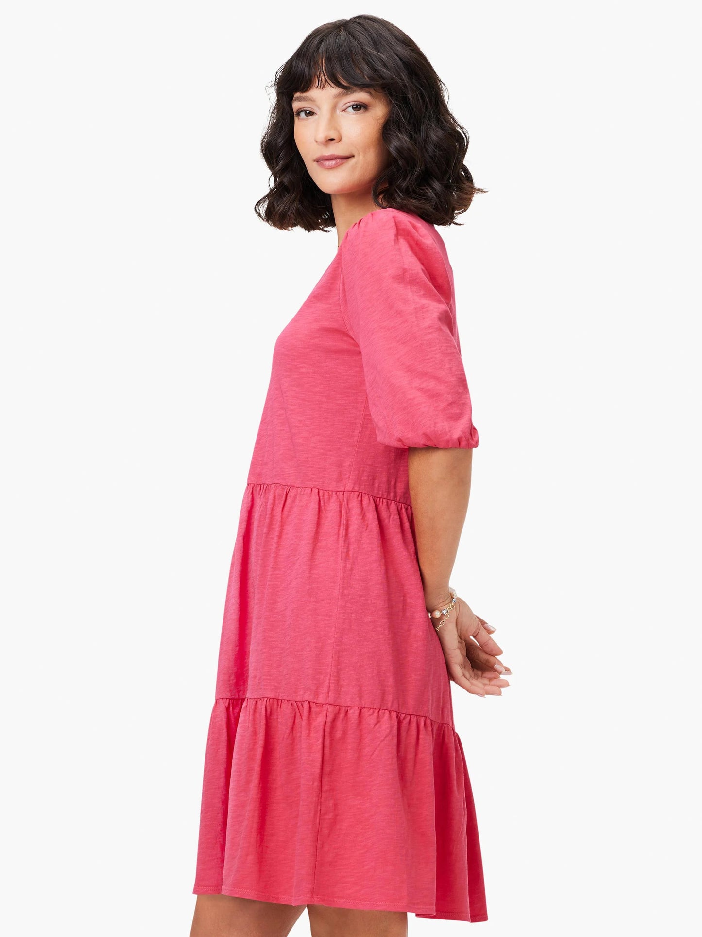 NZT Elbow Sleeve V-Neck Dress