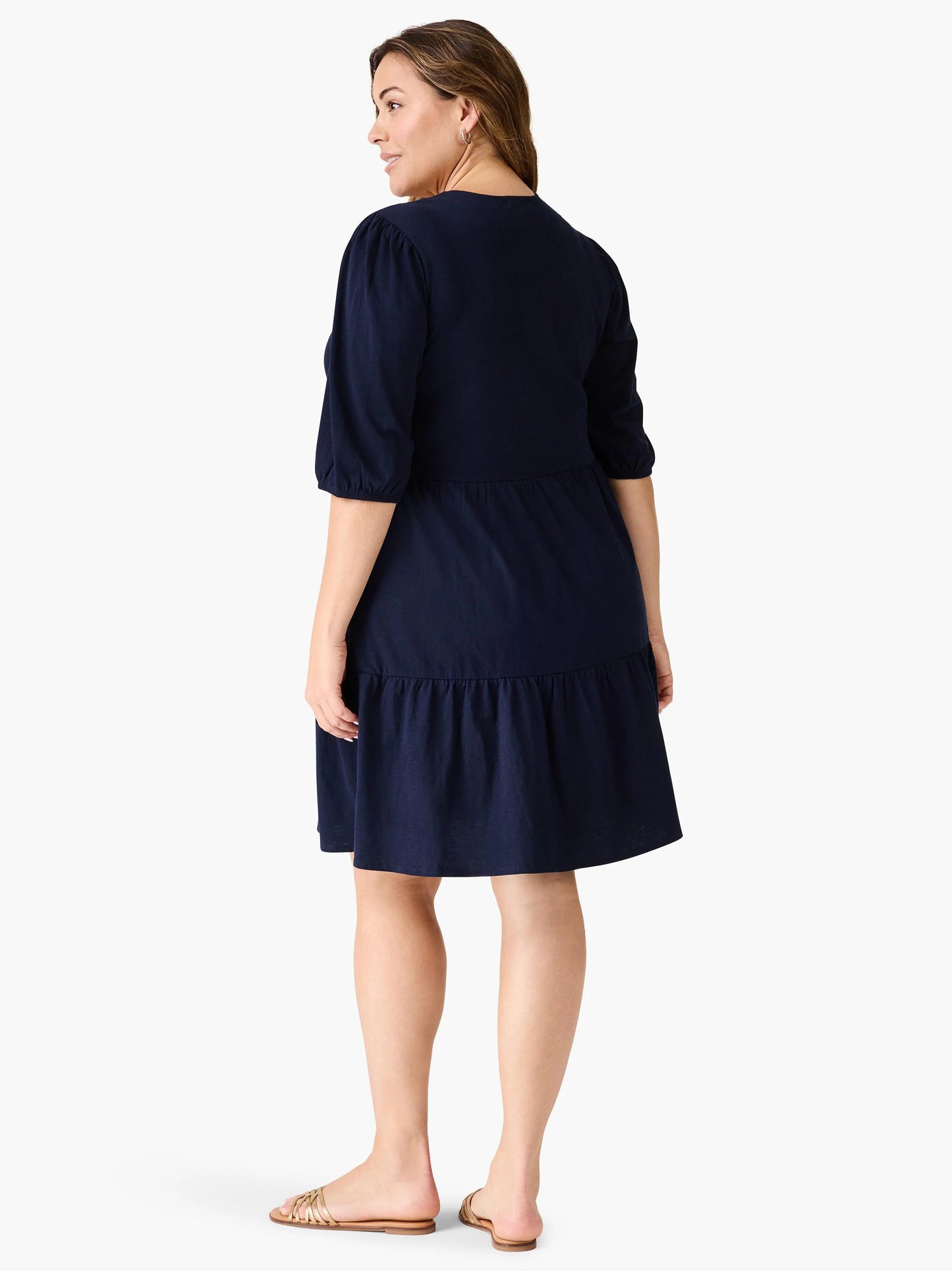NZT Elbow Sleeve V-Neck Dress