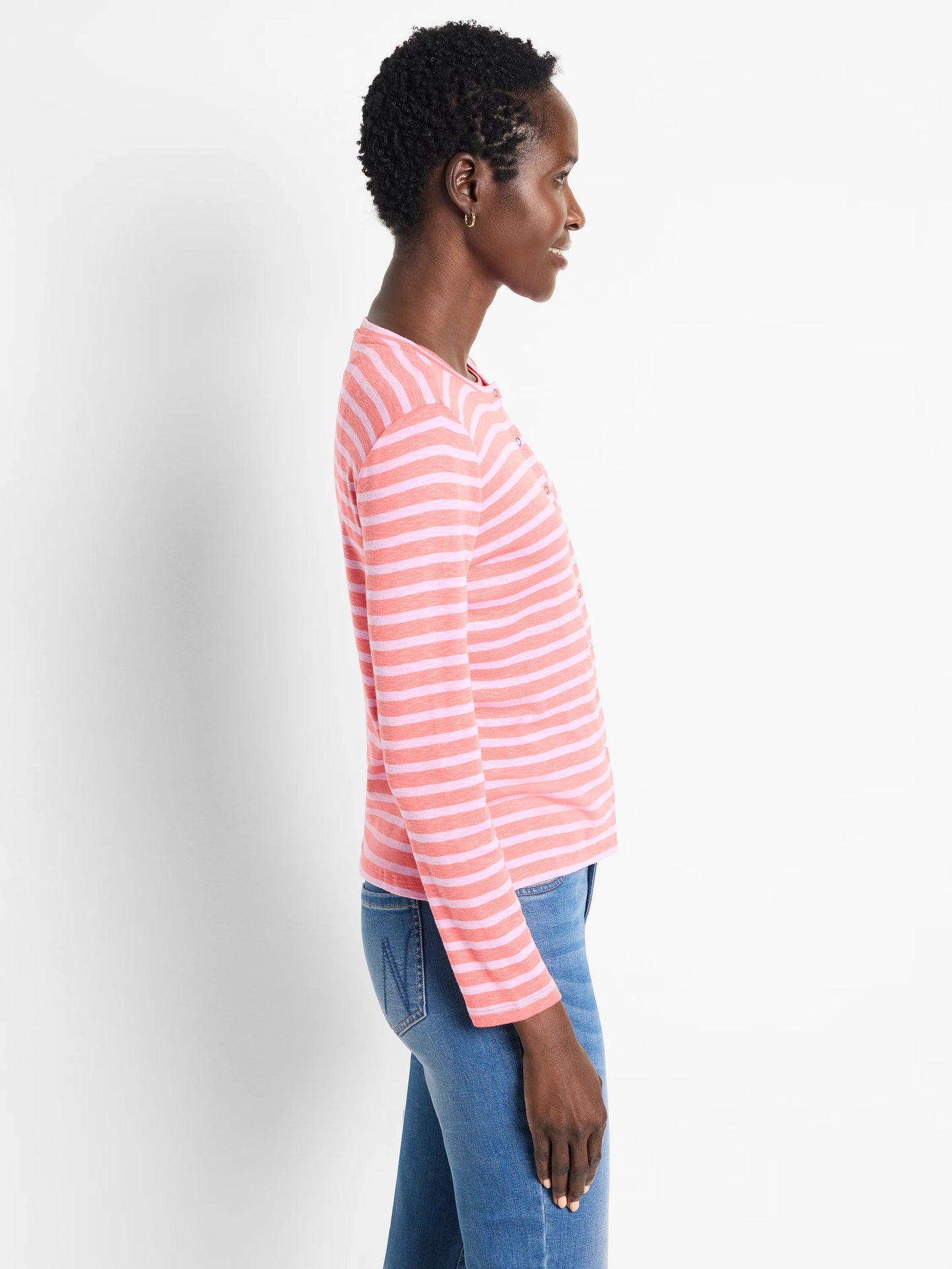 NZT Striped Snap Front Cardigan