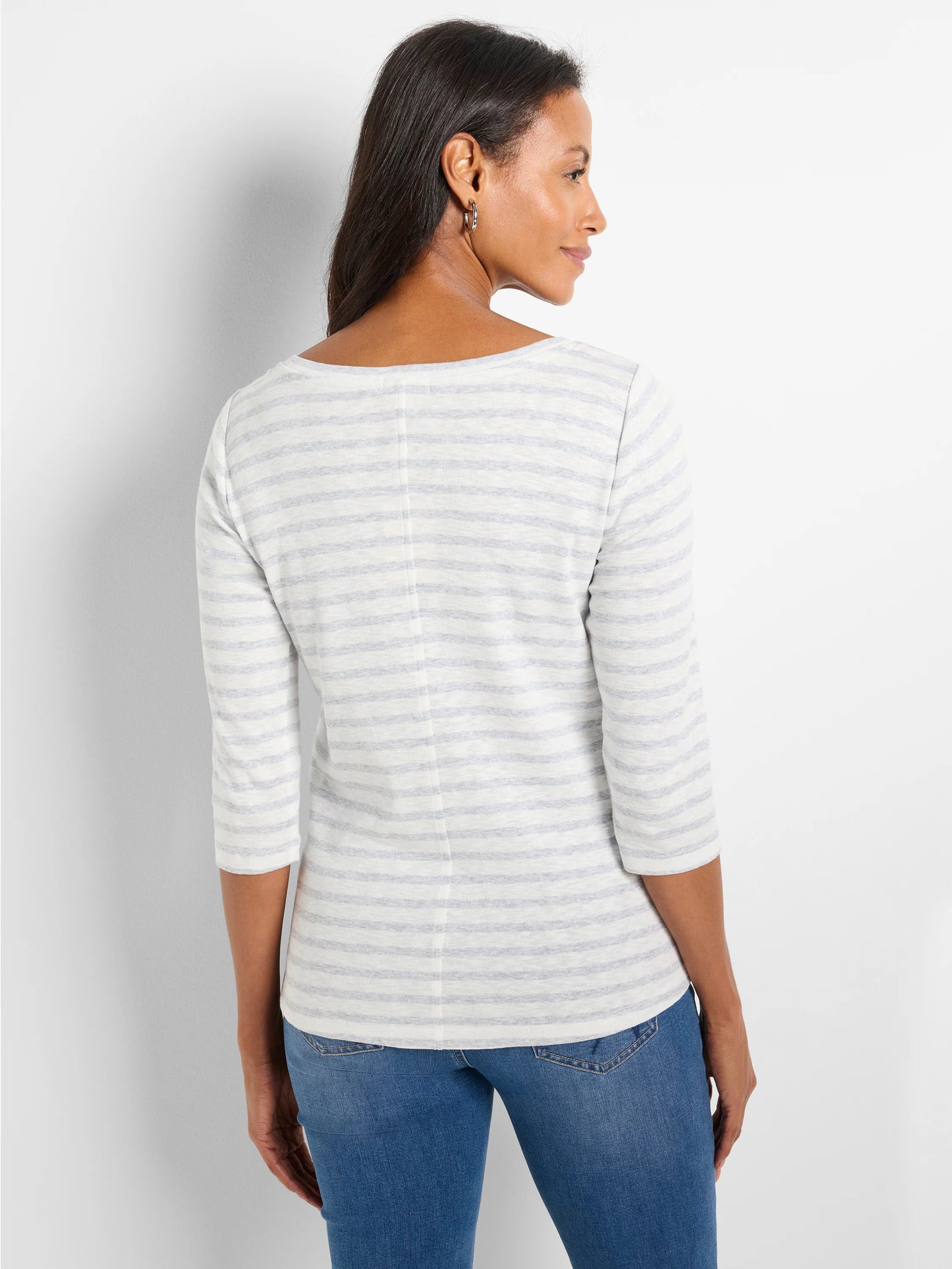 NZT 3/4 Sleeve Stripe Boat Tee