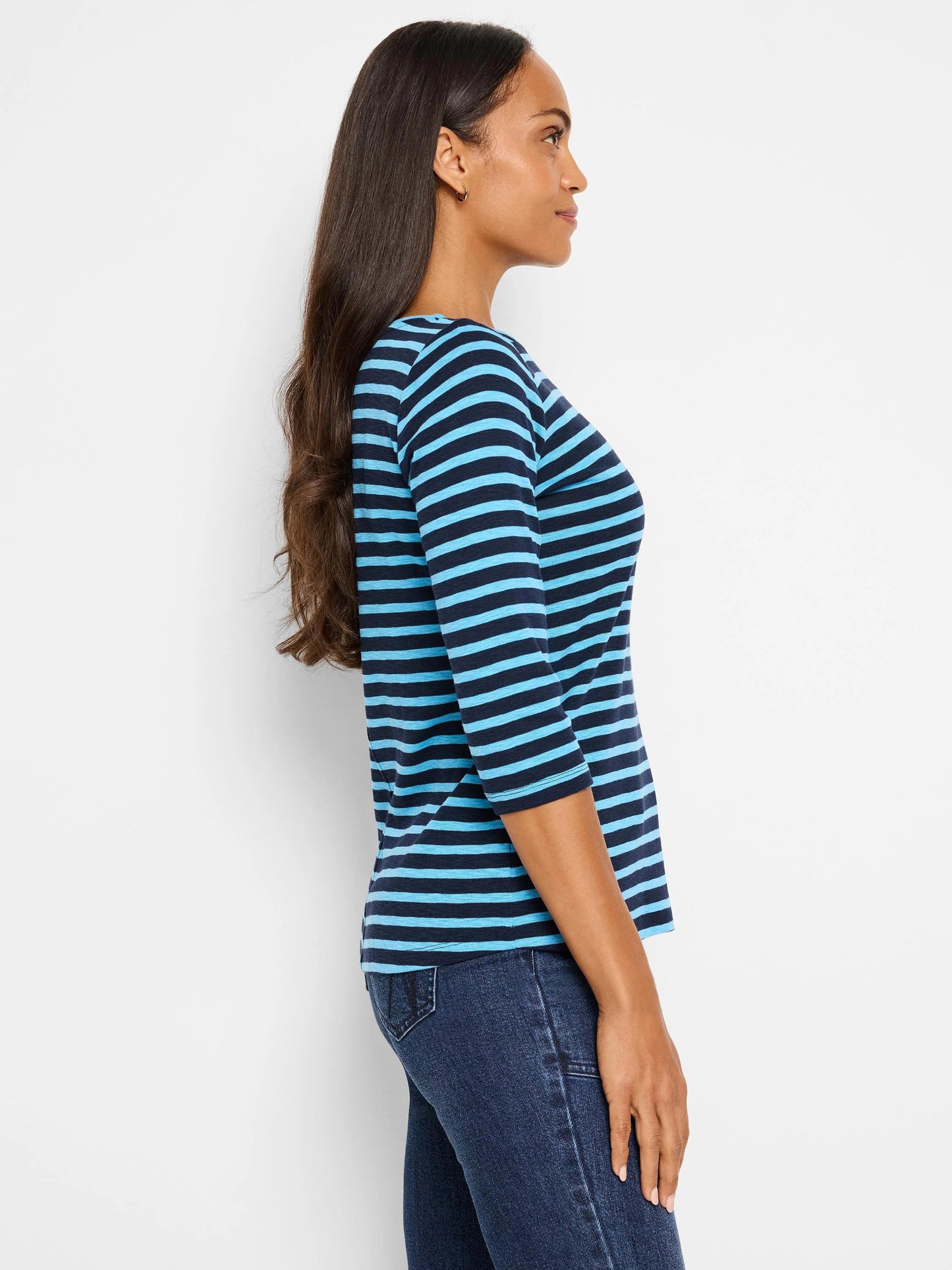 NZT 3/4 Sleeve Stripe Boat Tee