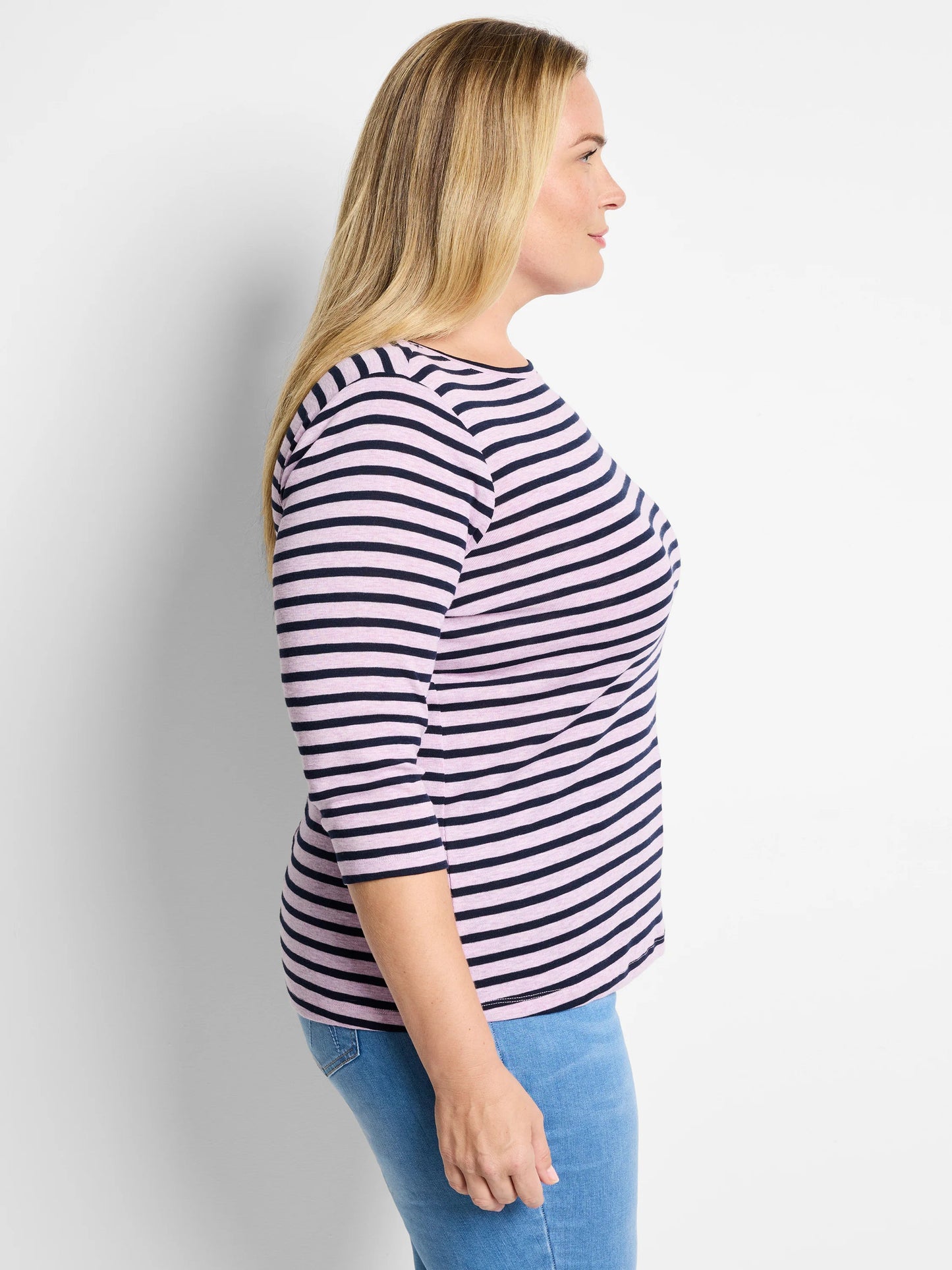 NZT 3/4 Sleeve Stripe Boat Tee