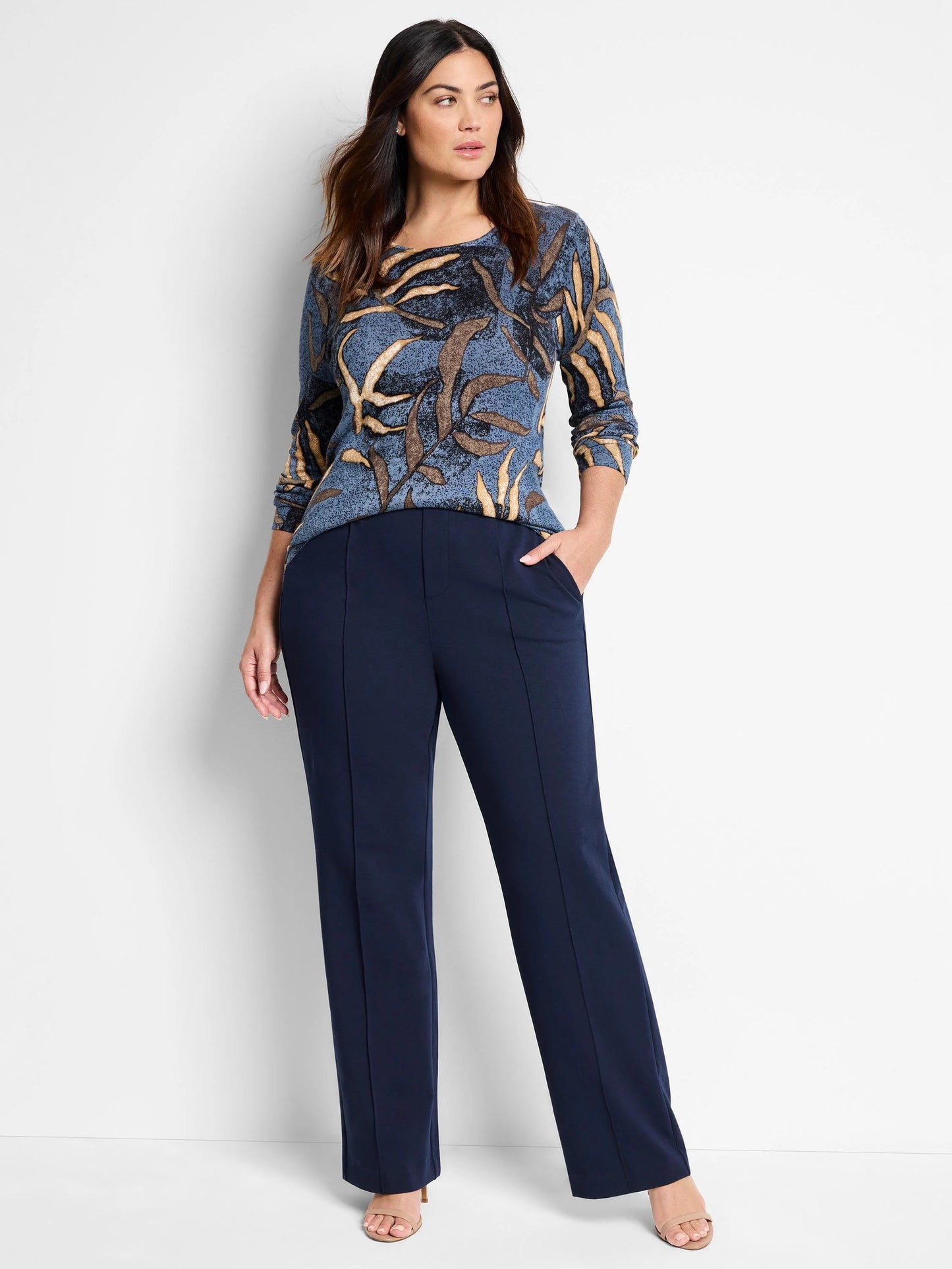Knit Wide Leg Pleated Pant
